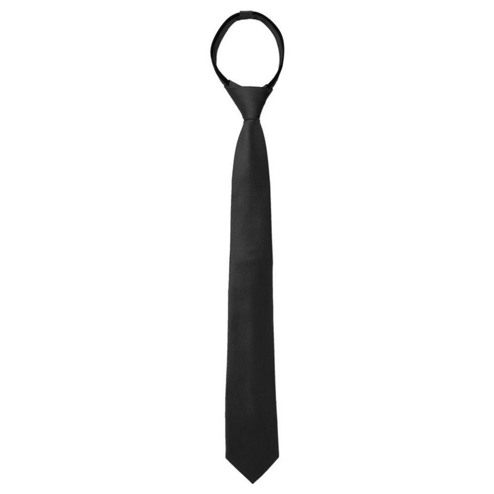 Men's Skinny Pretied Zipper Ties Adjustable Wedding Groom Tie Black